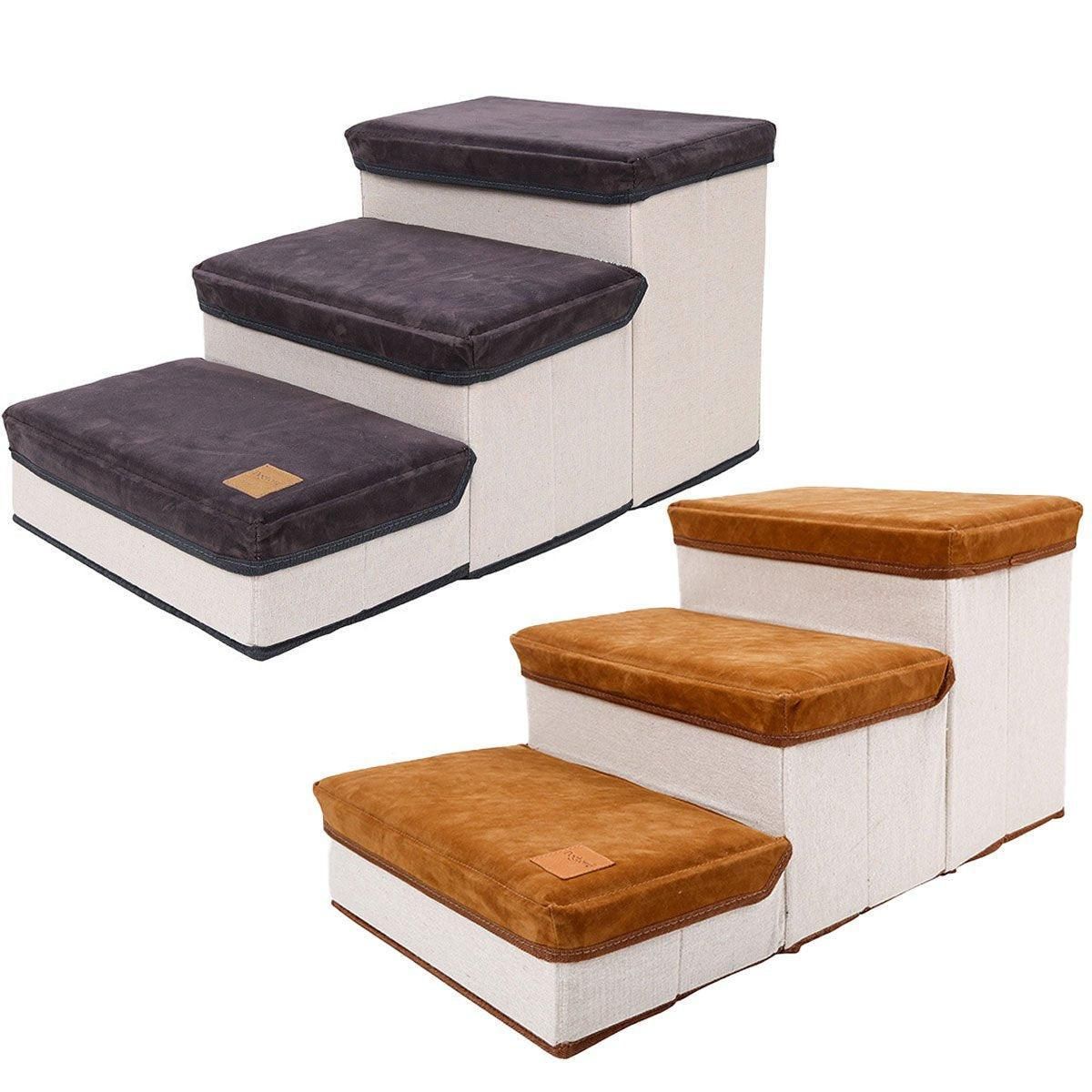 Foldable Pet Dog Stairs Puppy Step Ladder for Bed Sofa Portable Climbing Ramp - Grey image 3