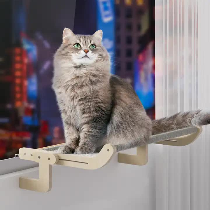 Wall-Mounted Cat Hammock Bed- Wooden Frame, Comfortable and Space-Saving Design for Pets image 4