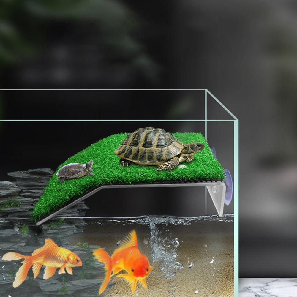 Turtle Basking Platform Simulation Grass Turtle Ramp for Fish Tank Aquarium - S image 5