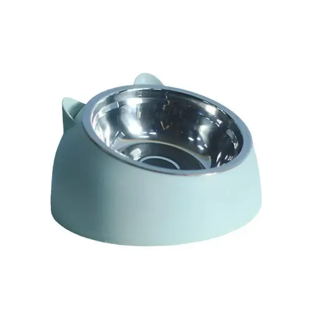 Pet Dog Cat Food Bowl Raised No Slip Stainless Steel Tilted Water Food Feeder - Matcha…