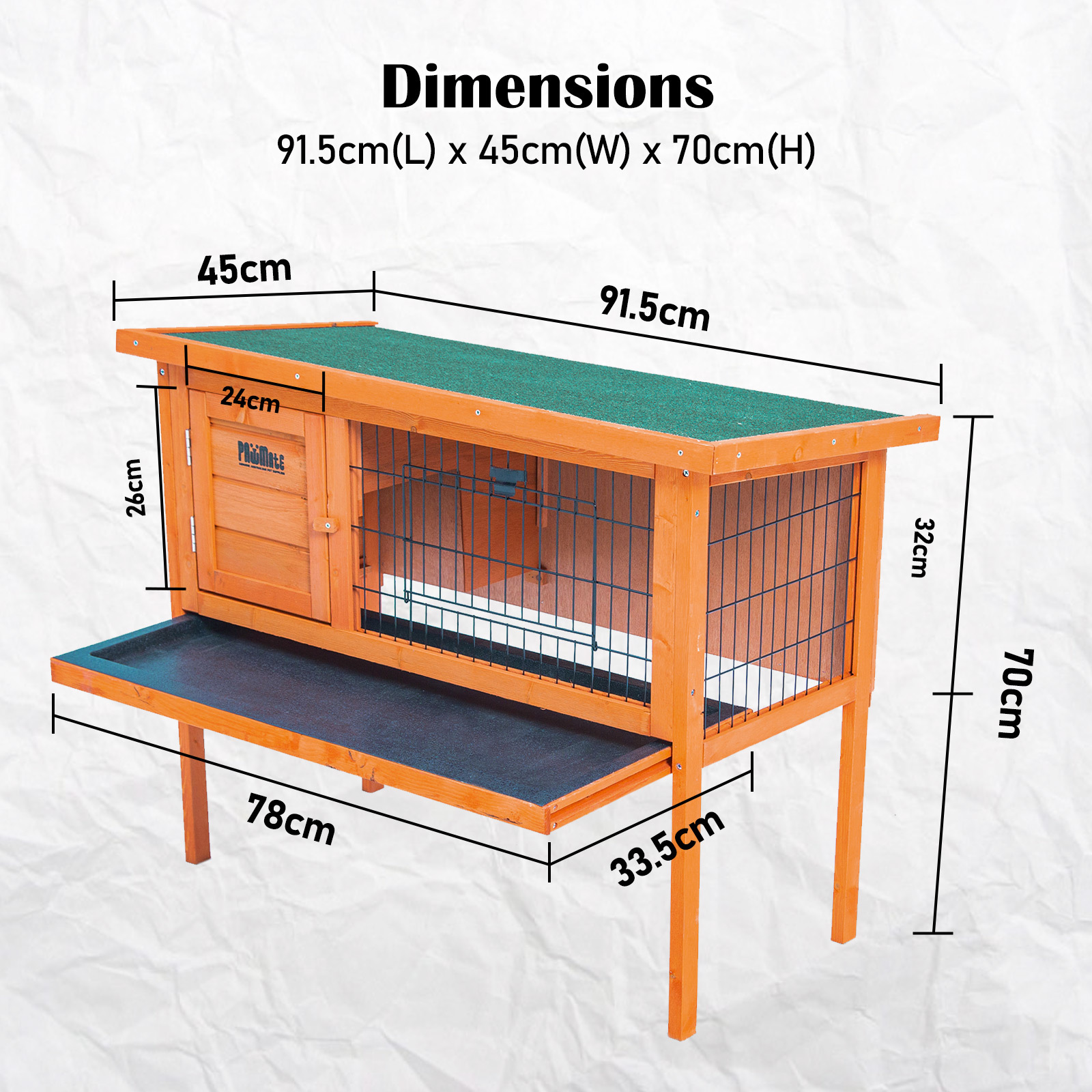 Rabbit Hutch Chicken Coop 91 x 45 x 70cm Free Standing Cage Run Eden image 10