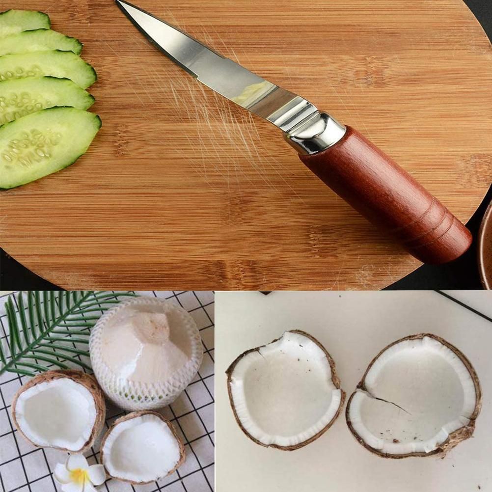 Coconut Can Opener Coconut Scraper with Wood Handle Stainless Steel Coconut Scraper… image 7