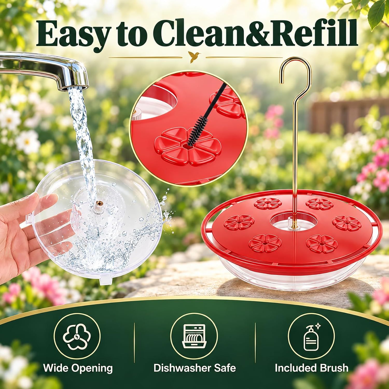 2 Pack Hummingbird Feeders for Outdoors Hanging, Red image 2