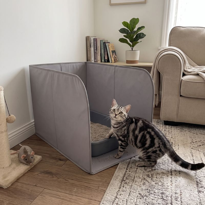 Foldable Cat Litter Box Splash Guard with Waterproof Liner image 9