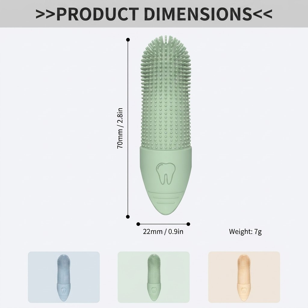 Gentle Silicone Finger Toothbrush for Cats and Dogs – Reusable, Green image 2