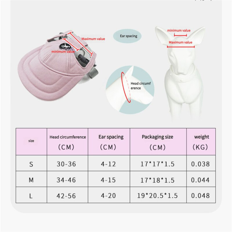 Size L Pink Adjustable Pet Baseball Cap for Cats and Dogs - Cute Sun Protection Hat… image 5