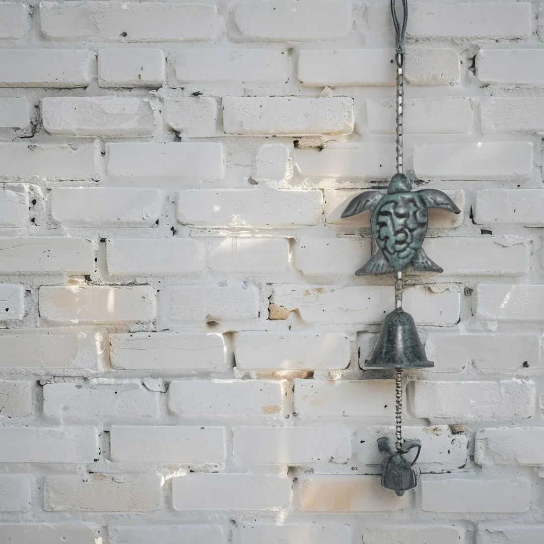 Hanging Turtles w Cast Iron Bell 62cm image 2