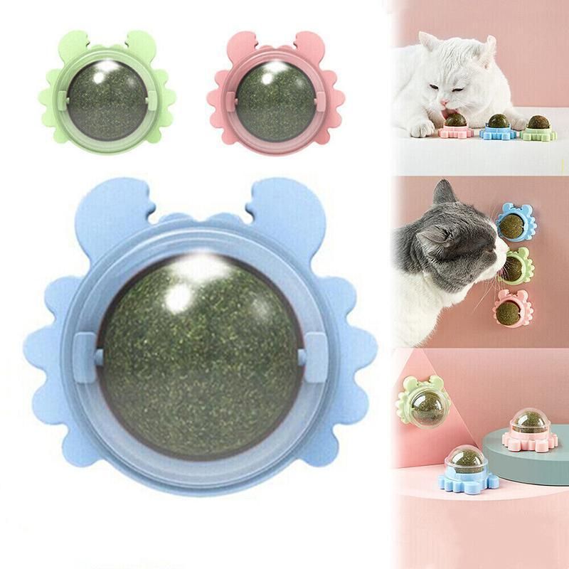 2PCS Rotatable Catnip Mint Ball Cat Treat Toys Licking Snack Cat Molar - Blue image 12