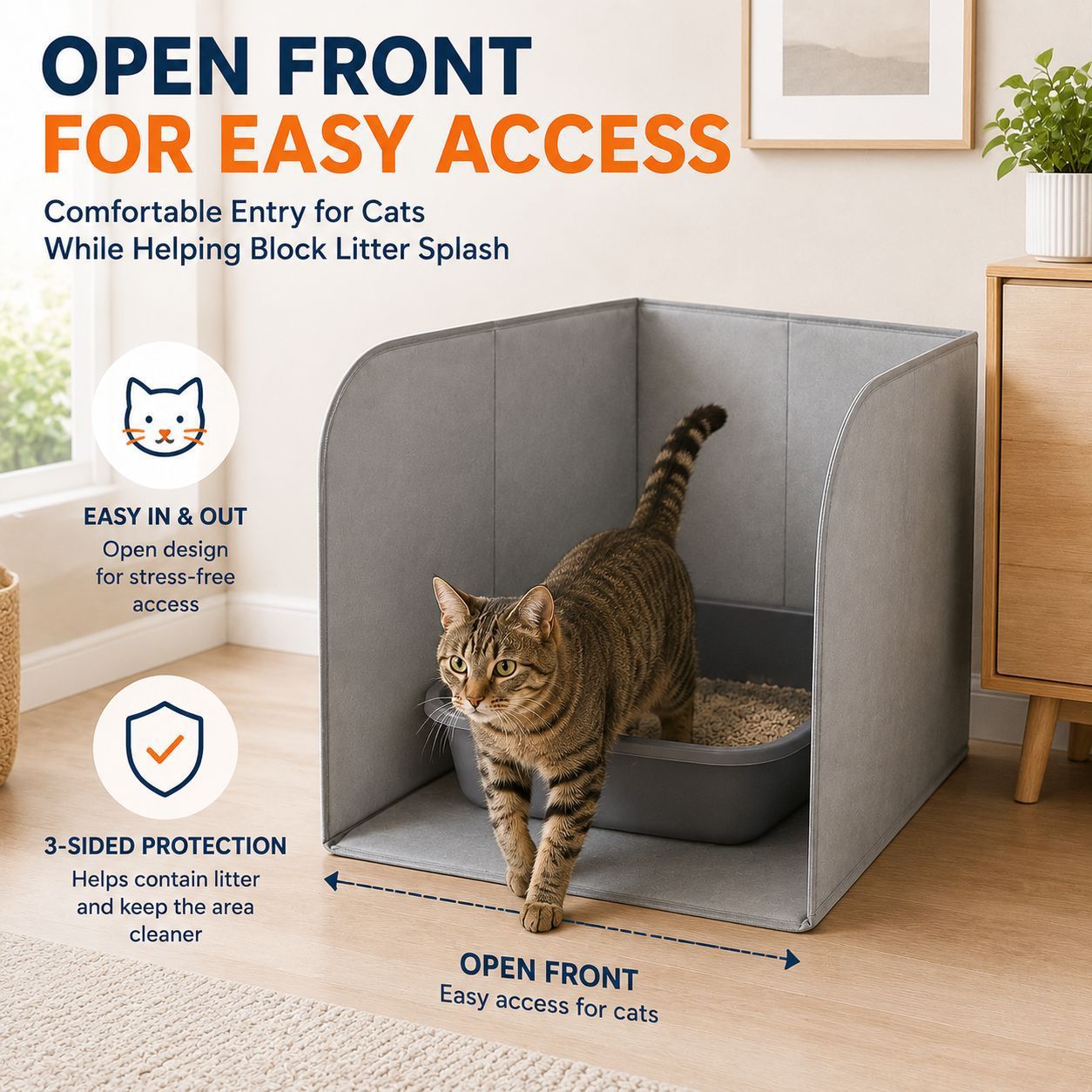 Foldable Cat Litter Box Splash Guard with Waterproof Liner image 7
