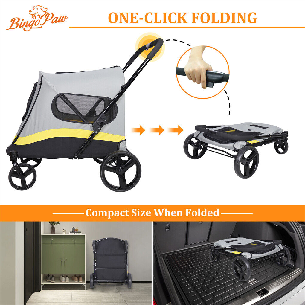 Dog Stroller w/ Rain Cover Foldable Pet Cart image 8