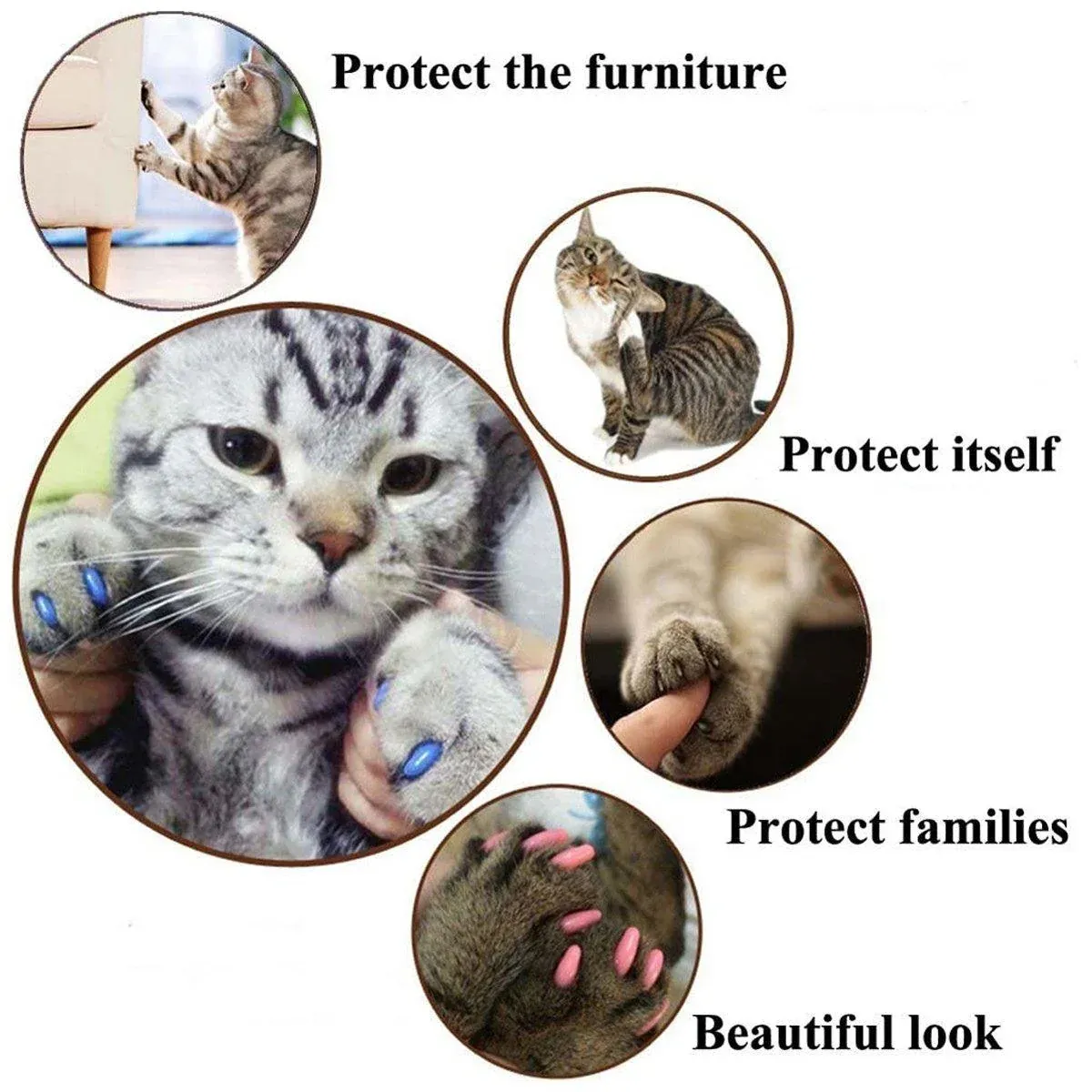 100PCS Anti Scratch Paw Covers for Cats and Kittens Nail Protector Soft Paw - Shiny-M image 12