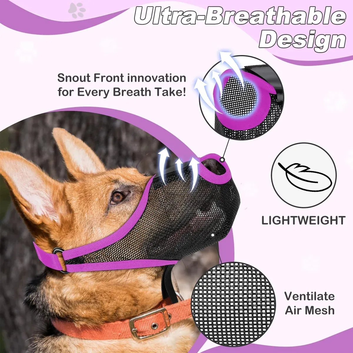 Pet Dog Breathable Lightweight Muzzle Face Mask Prevent Dogs Biting People Use - XL image 10