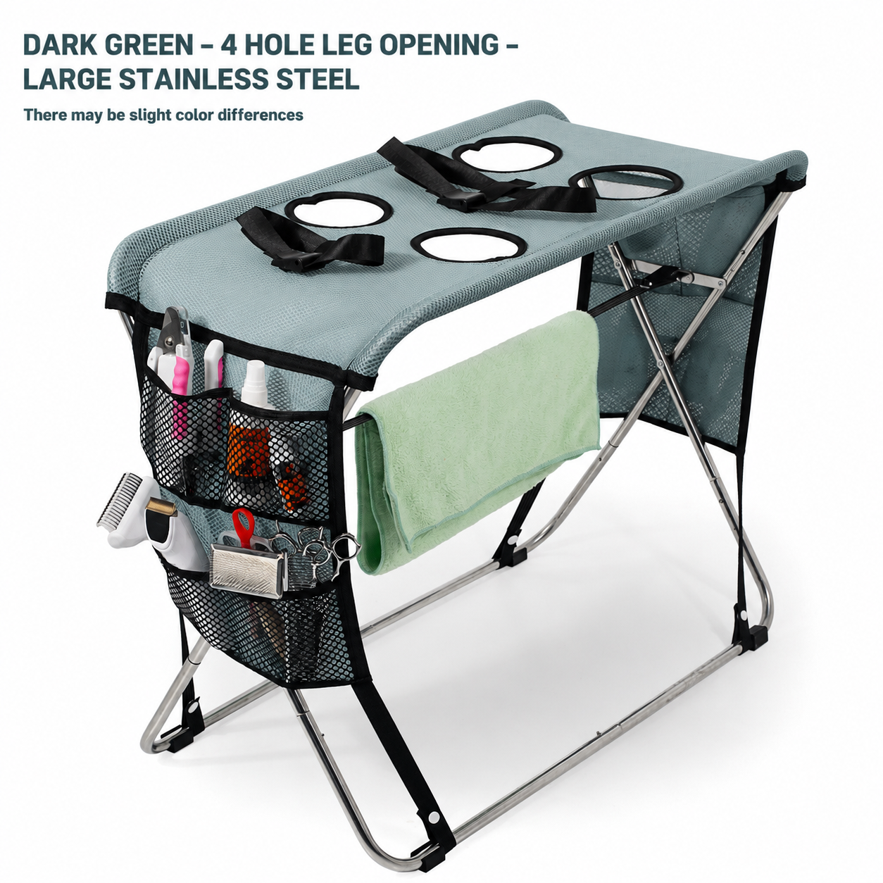Foldable Pet Grooming Table with Stainless Steel Frame and Breathable Mesh Surface for… image 12