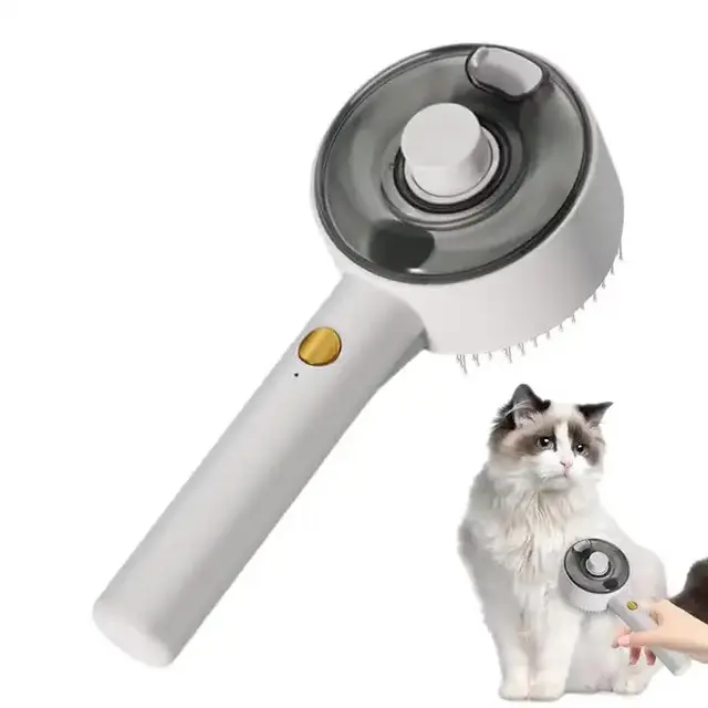 White Pet Grooming Spray and Massage Brush