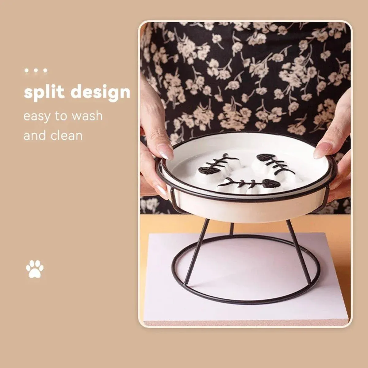 Ceramic Cat Bowl Slow Feeder Pet Food Tray for Cats and Dogs Non Slip Design - Yellow… image 6