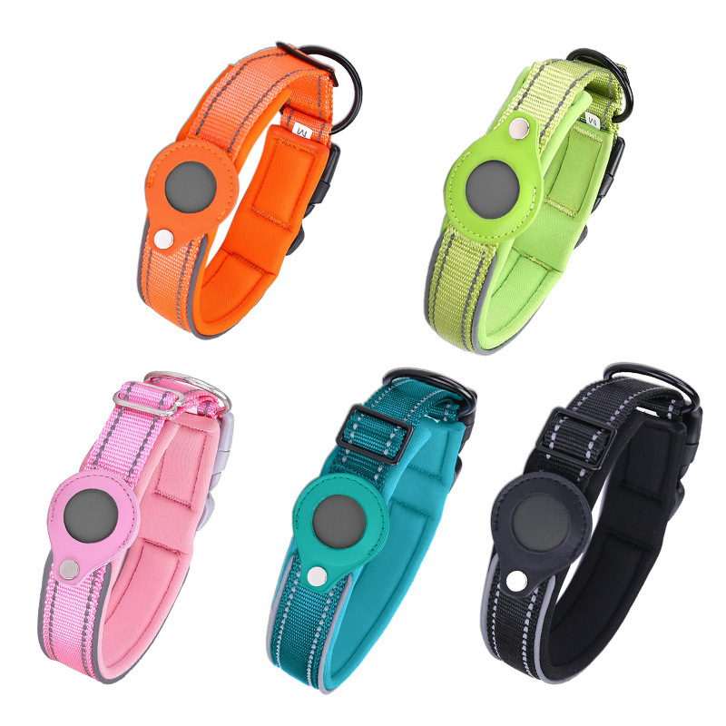 Size M Orange Reflective Adjustable Anti-Lost Pet Collar (For Apple AirTag - Collar Only image 2