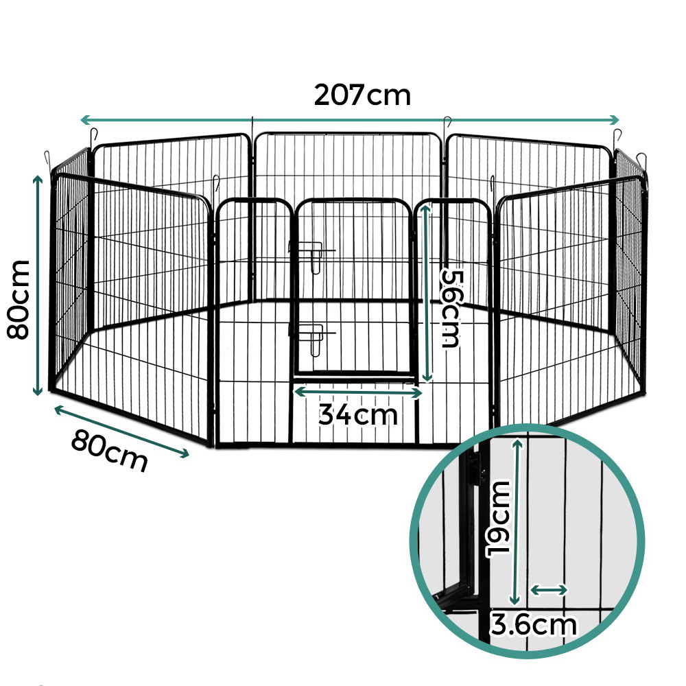 i.Pet 32" 8 Panel Dog Playpen Pet Exercise Cage Enclosure Fence Play Pen image 2