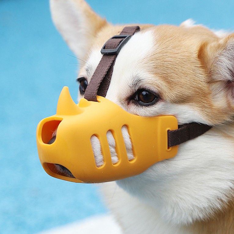 Soft Silicone Rhino Design Dog Muzzle with Adjustable Straps image 10