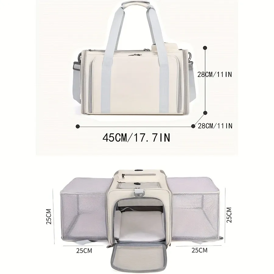 Expandable Airline Approved Pet Carrier – Dual-Side Expansion – Adjustable Straps, Grey image 9