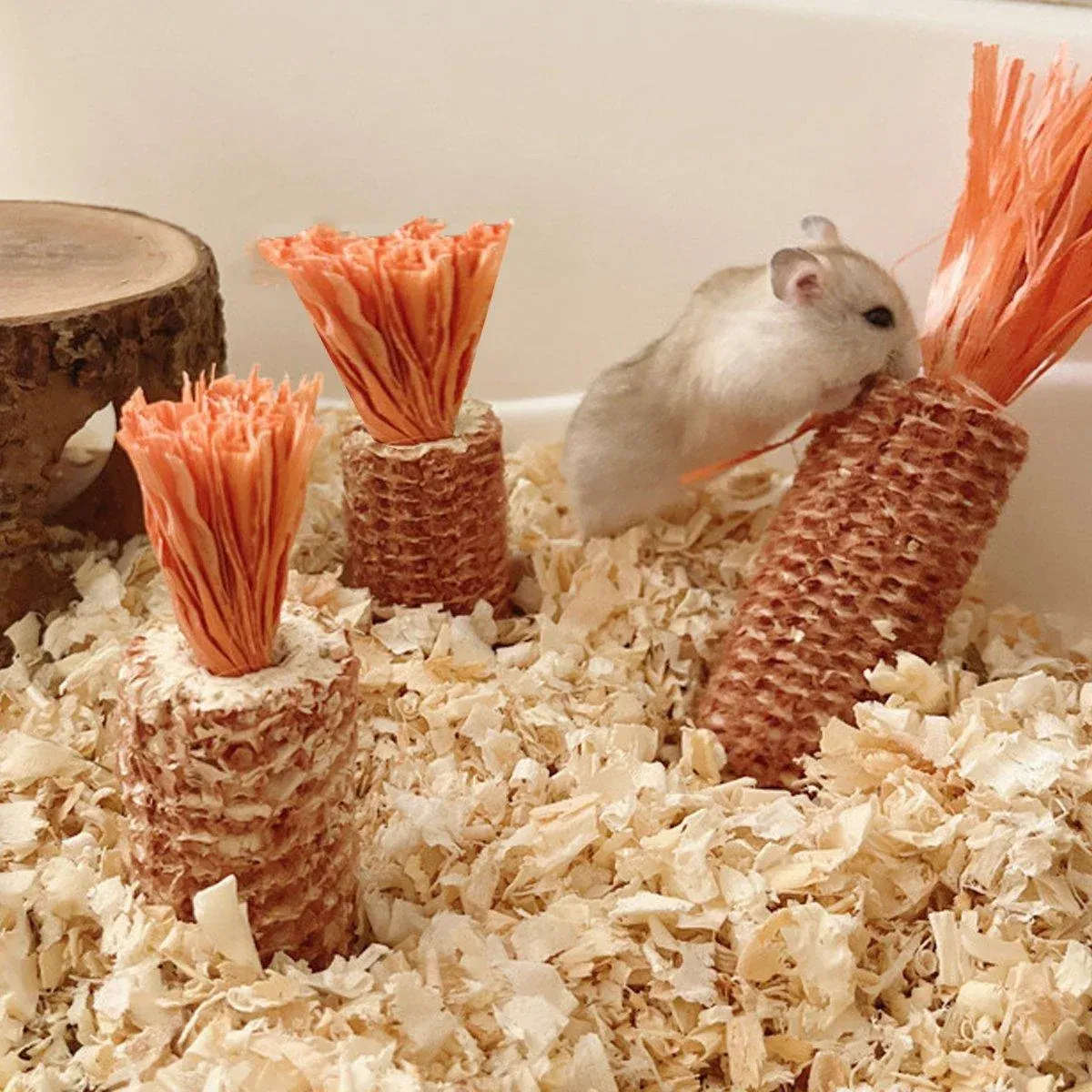 10pcs Pet Chewing Radish Hamster Toys Corn Cob Teething Sticks for Small Animals image 4