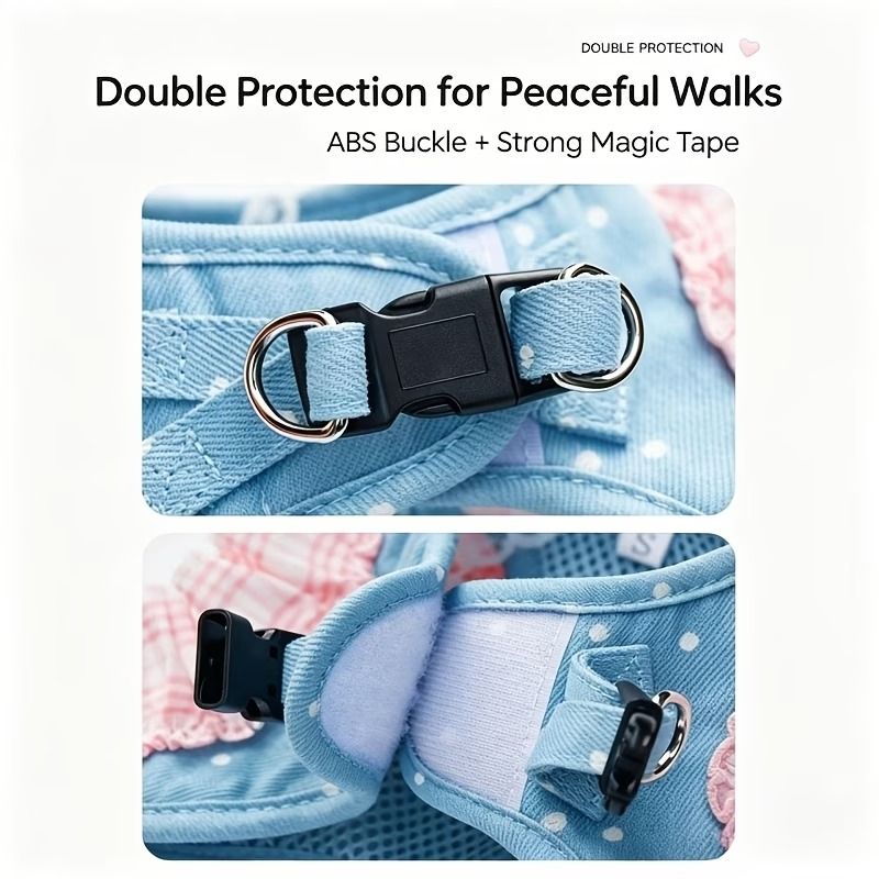 Pet Denim Harness Leash Set Breathable Adjustable Escape Proof for Small Medium Dogs… image 8