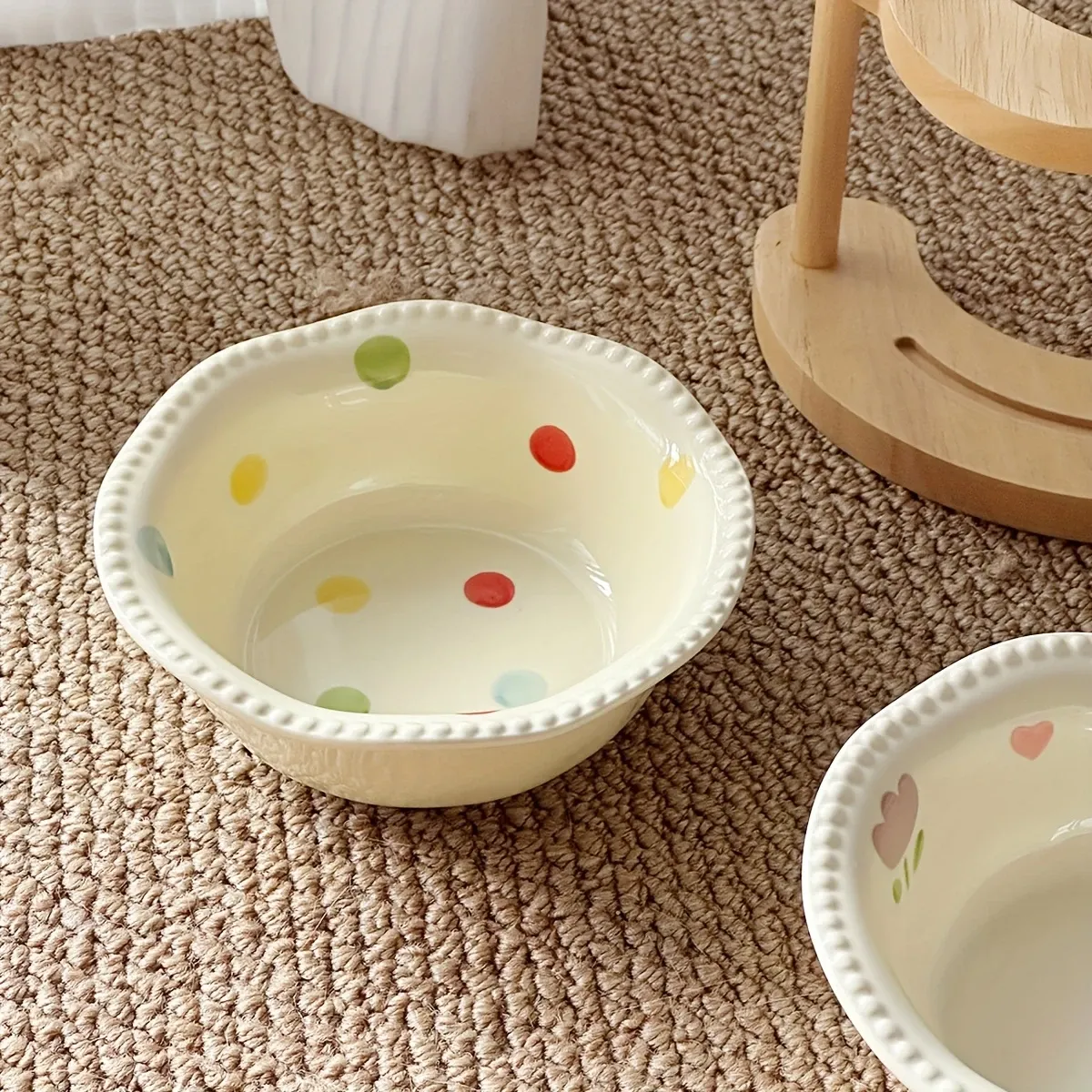 Ceramic Pet Feeder with Wood Stand image 9