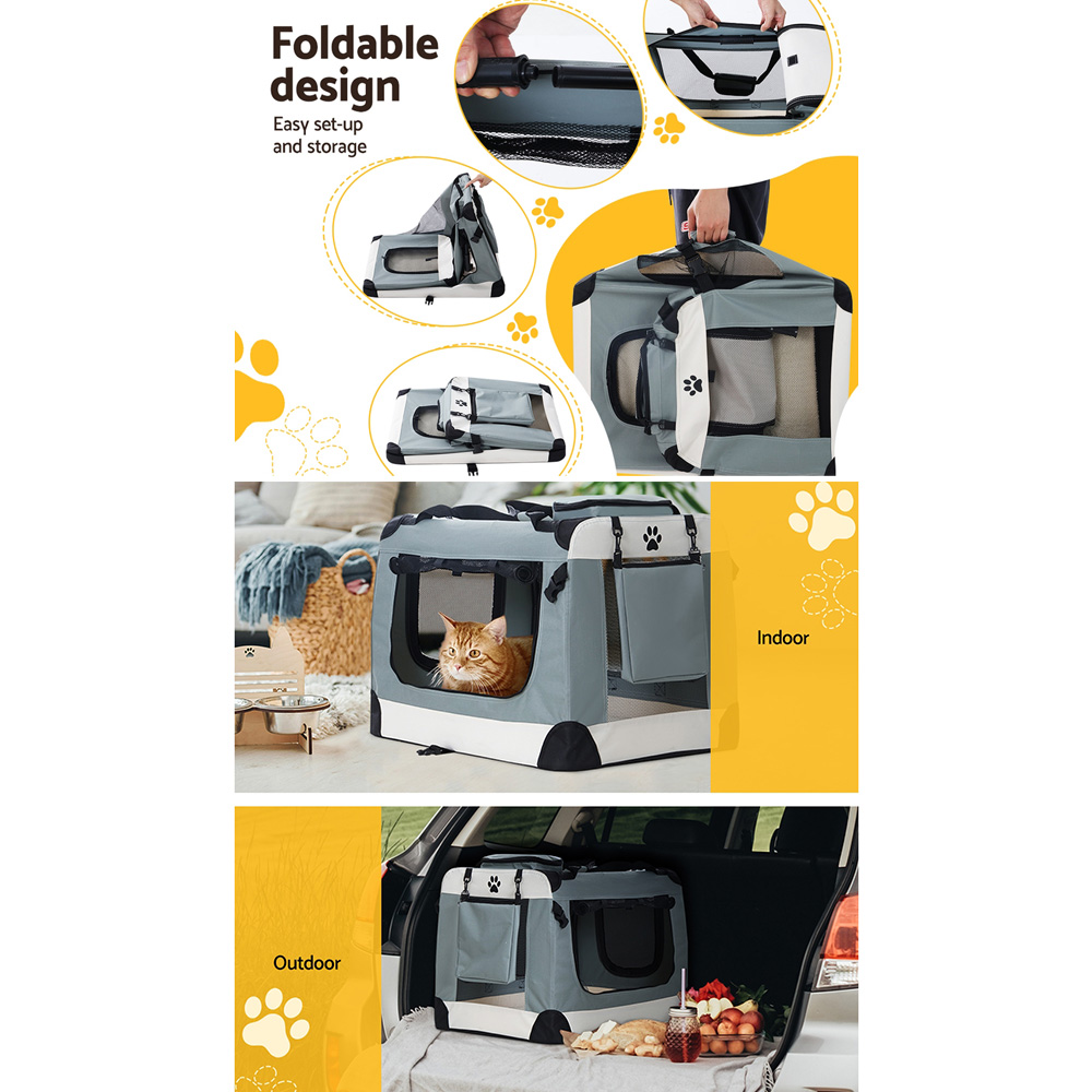 i.Pet Pet Carrier Soft Crate Dog Cat Travel 70x52CM Portable Foldable Car Large image 7