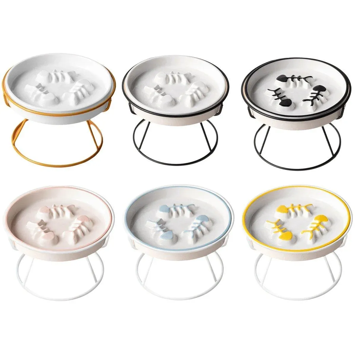 Ceramic Cat Bowl Slow Feeder Pet Food Tray for Cats and Dogs Non Slip Design - Yellow… image 3