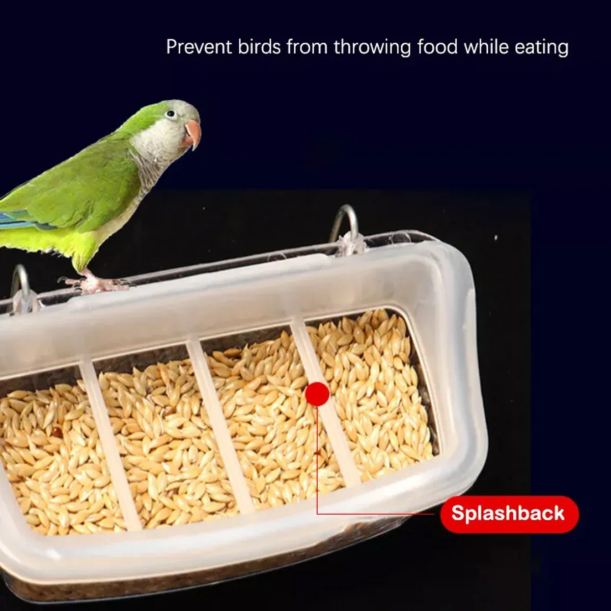 Clear Bird Feeder Box Parrot Food Dispenser Cage Sink Container Hanging Supplies image 8