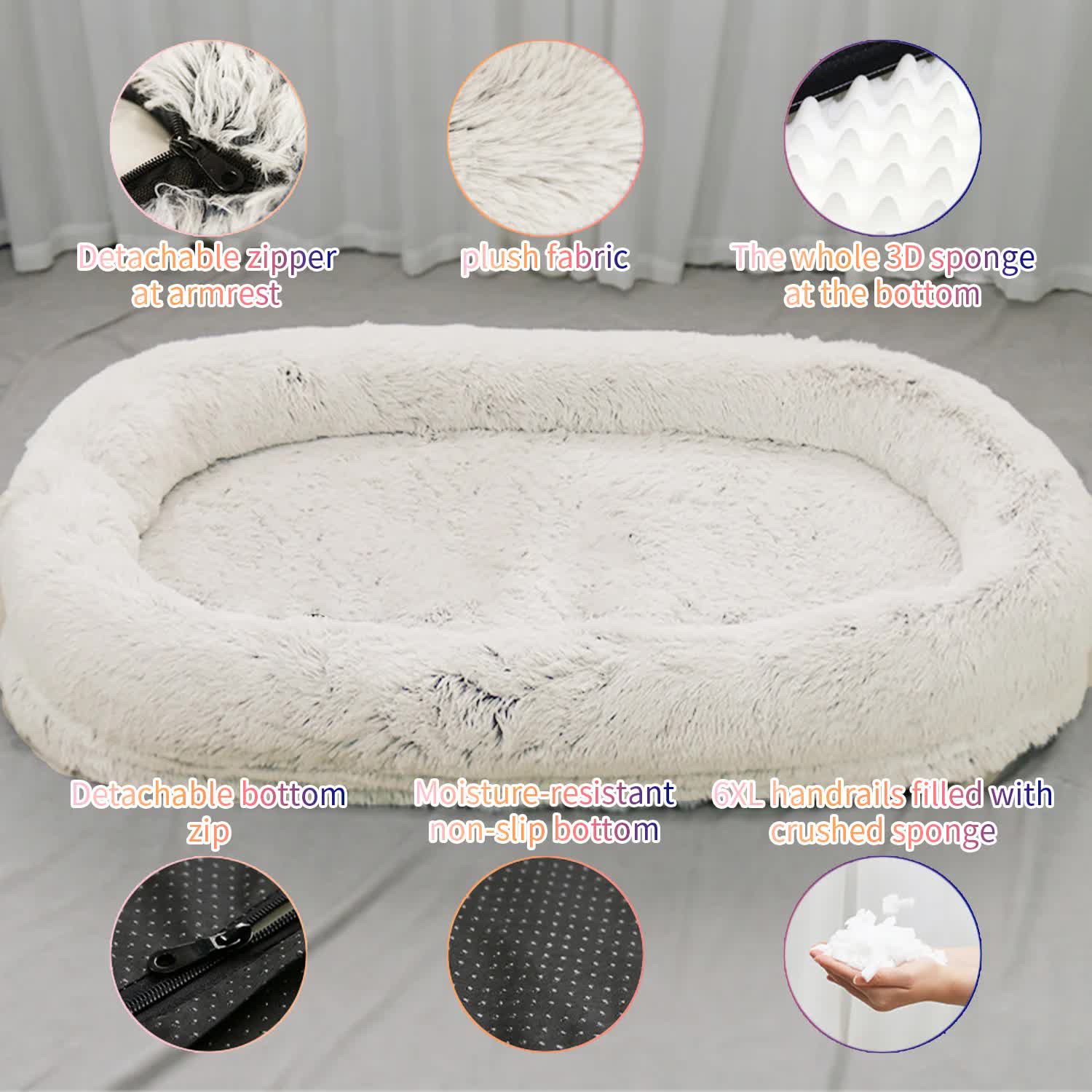 Fluffy Donut-Shaped Pet Bed- Soft, M image 3