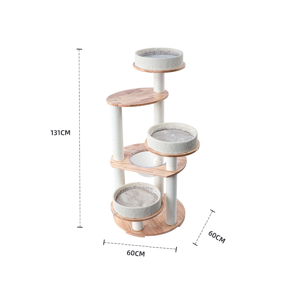 HONEYPOTCAT MZ Simple Joy Wood Cat Tower - Triple Charm 131cm image 2