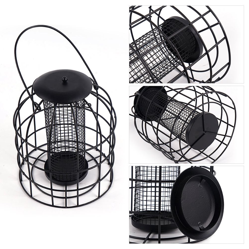Iron Cage Bird Feeder Metal Bird Food Dispenser Hanging Feeding Column image 5