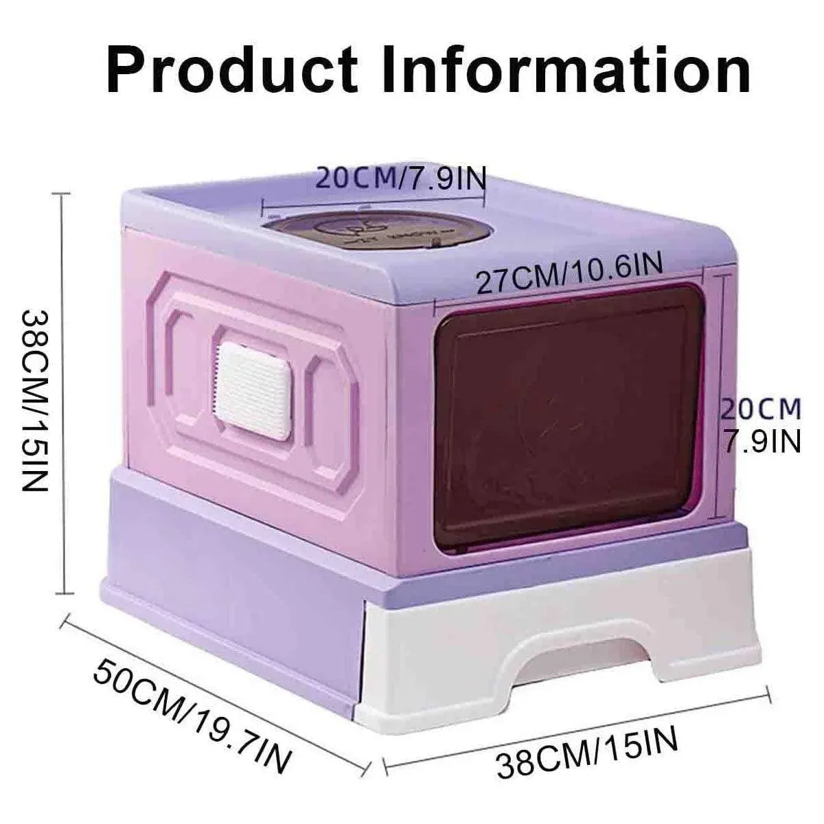 Folding Enclosed Cat Litter Box Foldable Drawer Toilet Anti-Splash Pet Supplies - Purple image 4