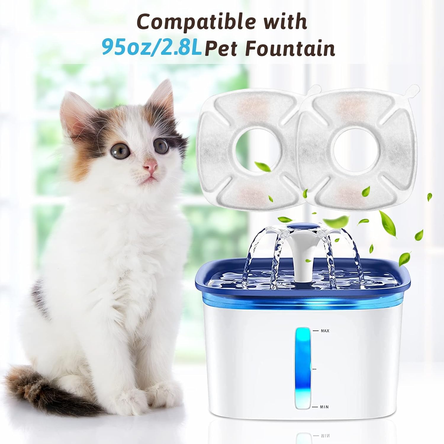24 Pcs Cat Fountain Replacement Filters 12 Pack Cat Water…, 95oz, 2.8L, 24 Piece image 2