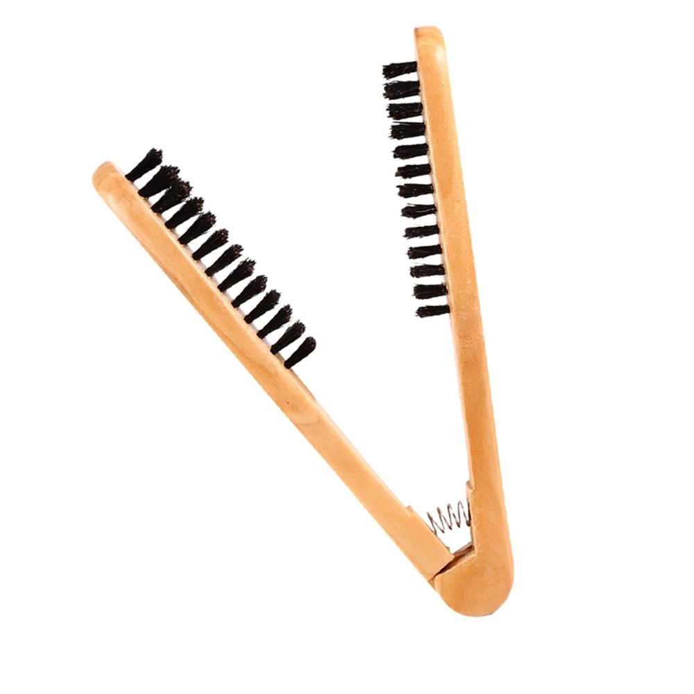 Professional Hairdressing Comb Double Brushes Wooden Anti static Hair Straightener Tool image 2