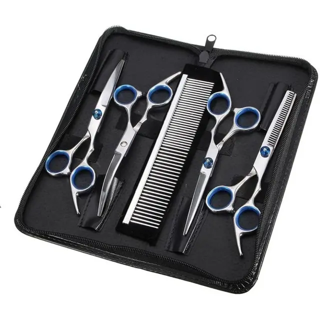 Dog Scissors Grooming Scissors for Dogs Cats 5-in-1 Sharp Curved Scissors Set Dog…