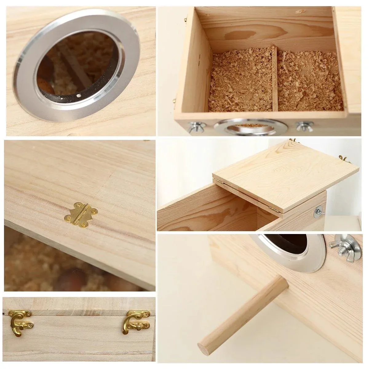 Natural Wooden Breeding Box Durable Parrot Hatching Box Nesting Box for Birds image 8