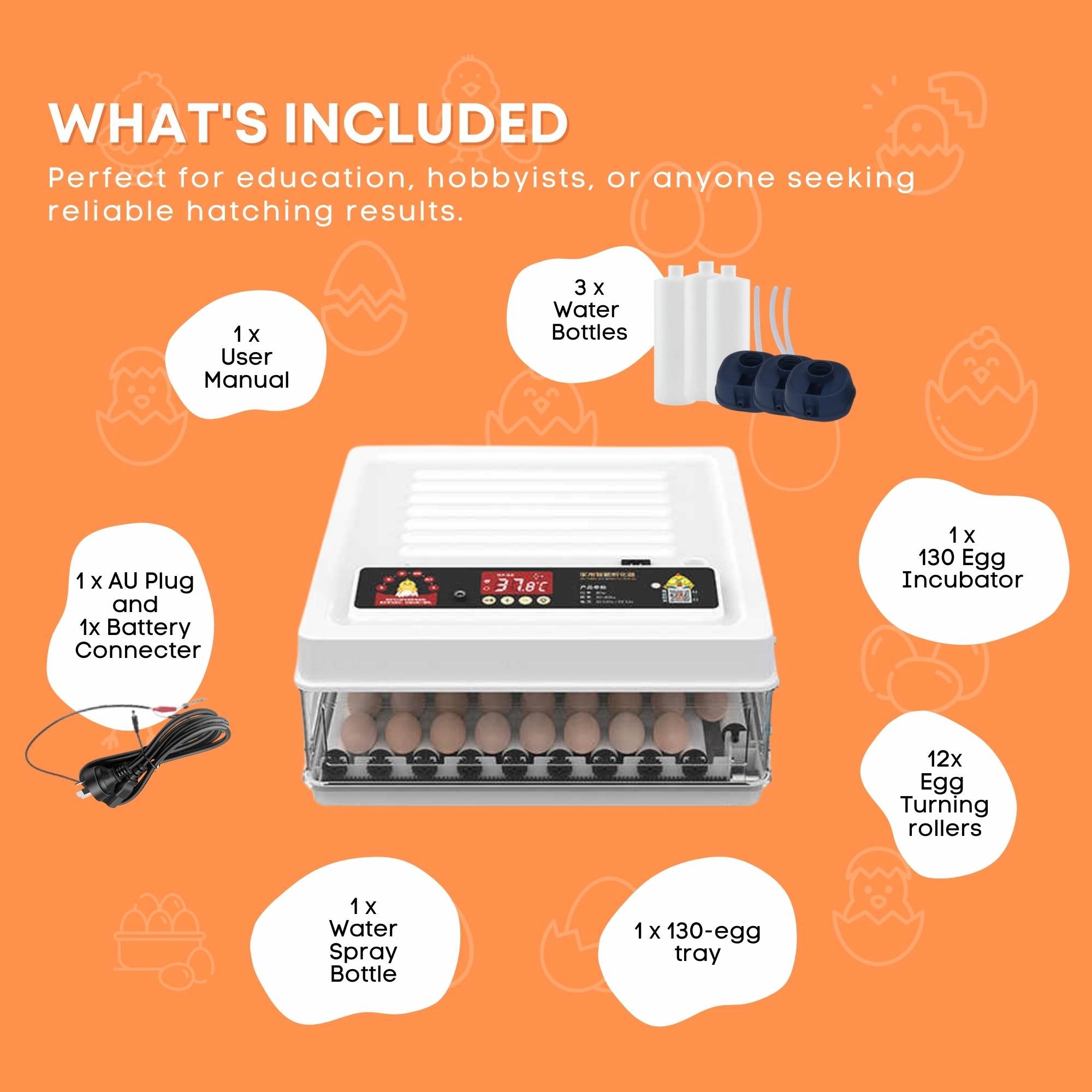 Automatic 130 Egg Incubator - Electric Digital Turning Chicken Quail Duck Hatching image 8