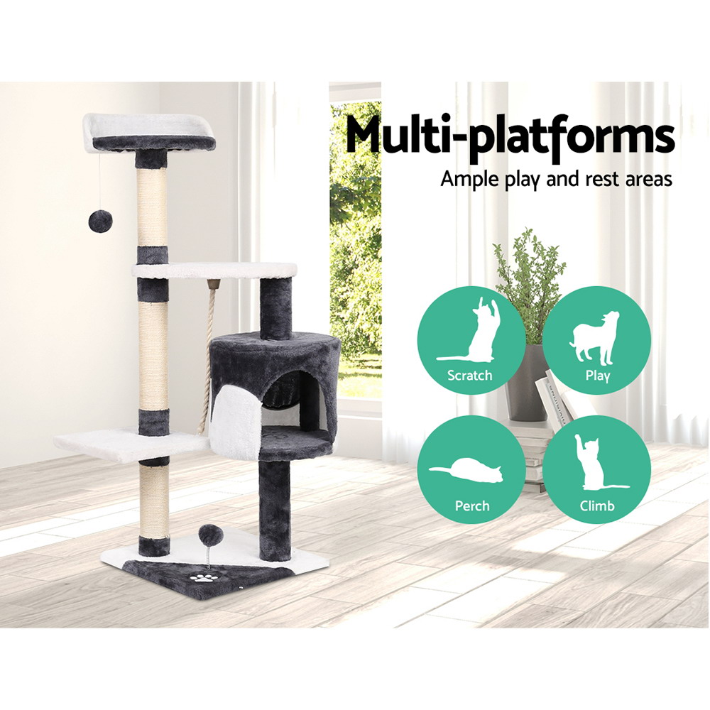 i.Pet Cat Tree 112cm Tower Scratching Post Scratcher Wood Condo House Furniture image 3