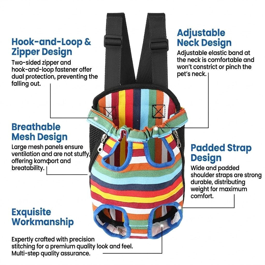 Portable Pet Front Chest Backpack for Small Dogs and Cats – Hands-Free…, Blue, L/Small image 4