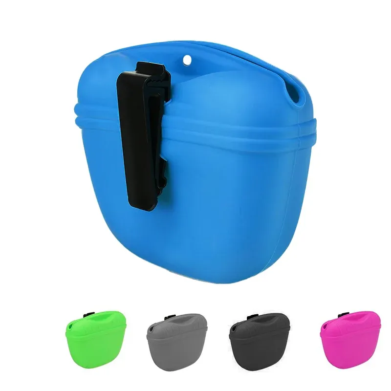 Dog Training Treat Bag Silicone Pet Pouch with Clip Waist Belt Snack Holder - Black image 3
