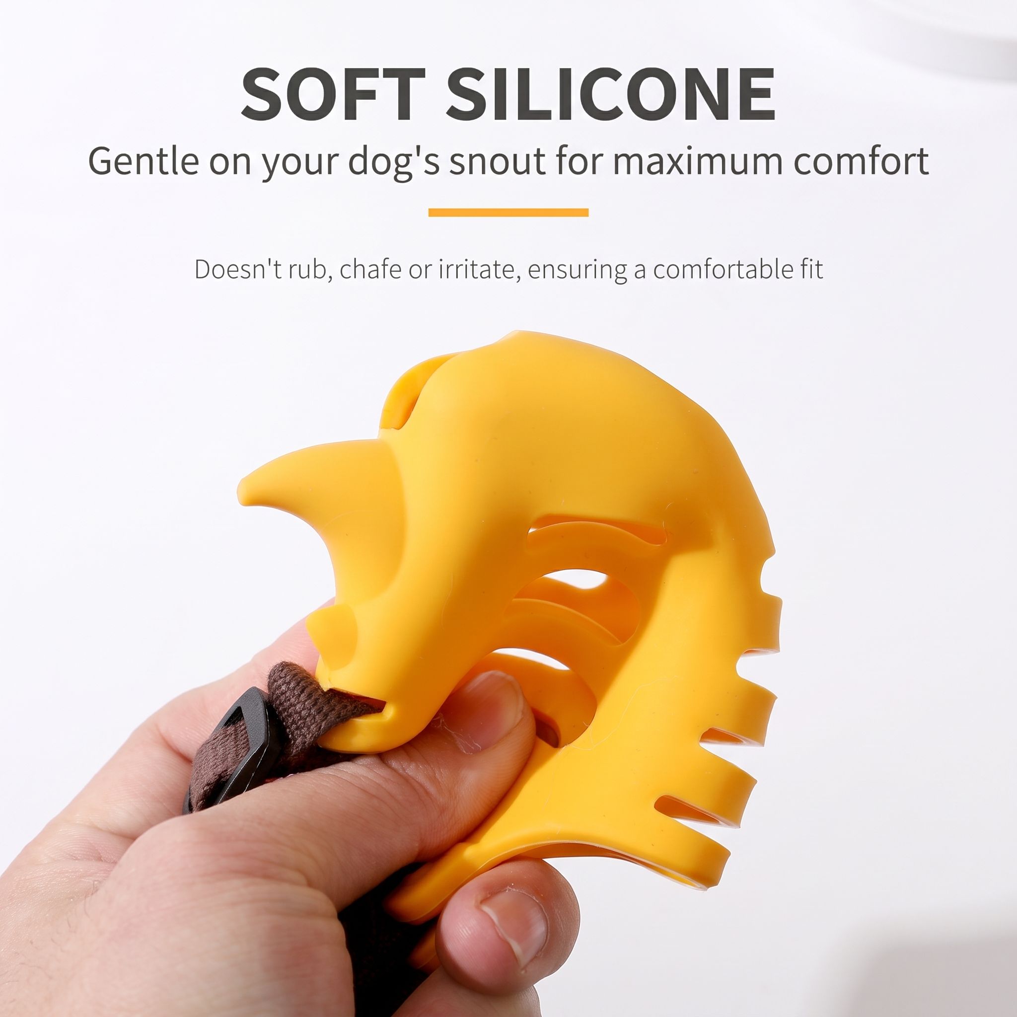 Soft Silicone Rhino Design Dog Muzzle with Adjustable Straps image 4