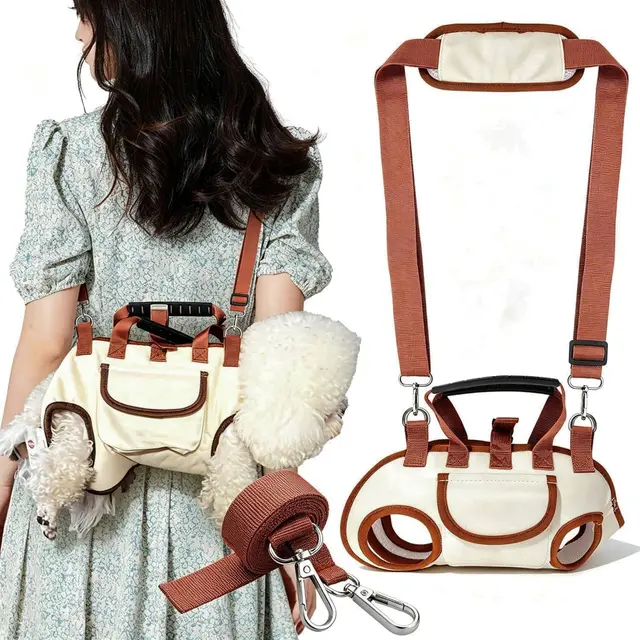 Hands Free Dog Backpack Carrier for Small Dogs, Brown, L