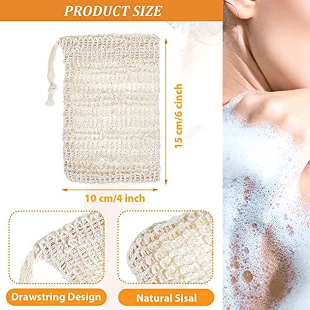 5 Pieces Soap Saver Bag Natural Sisal Exfoliating Soap Pouch for Foaming…, 10 × 15cm image 2
