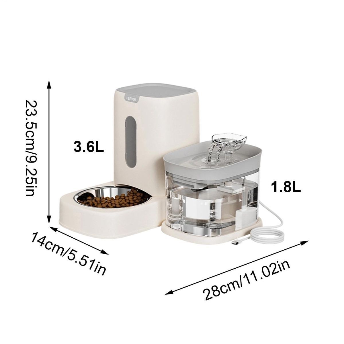 Automatic Cat Feeder and Water 2-in-1 Pet Automatic Fountain Food Bowl Spill-Proof Cat… image 3