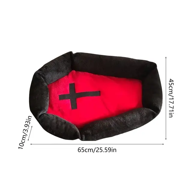 Gothic Cat Bed for Indoor Cats Washable Coffin Cat Bed, Black, 25.6X17.7X3.9In