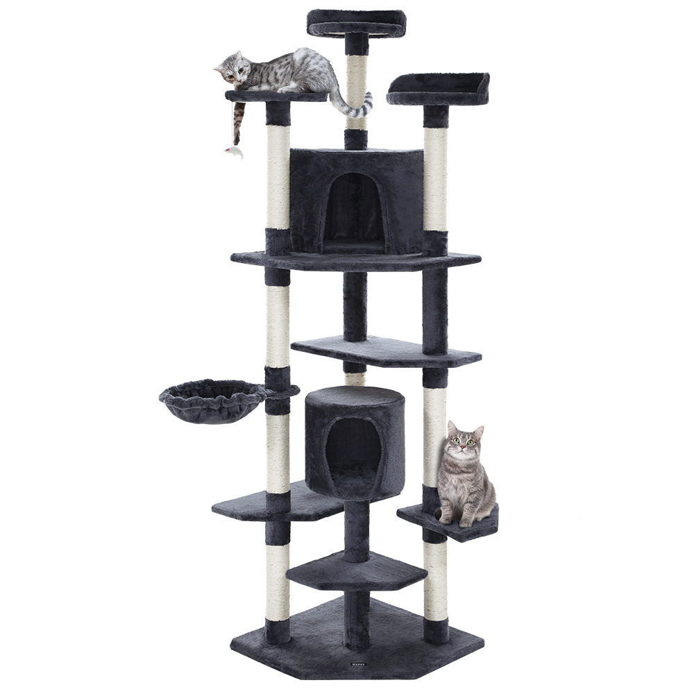 i.Pet Cat Tree 203cm Tower Scratching Post Scratcher Condo Trees House Bed Grey image 8