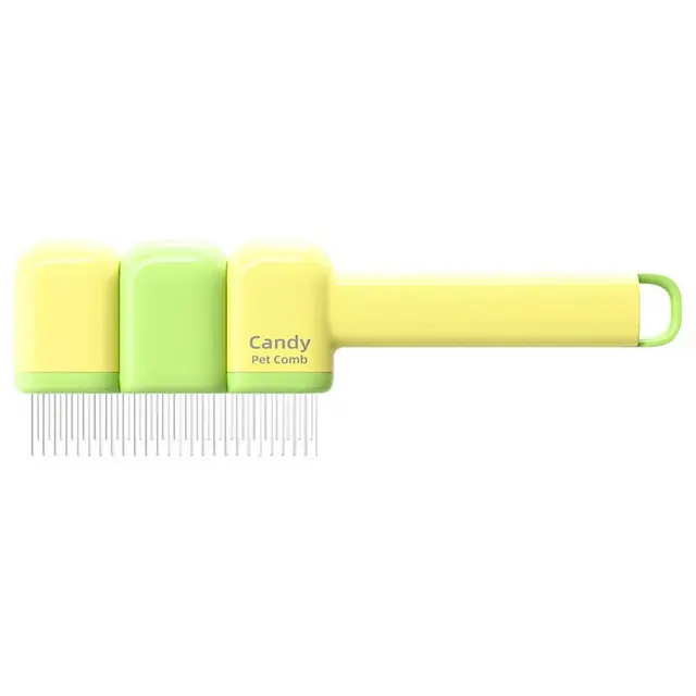 Pet Comb, Universal for Cats & Dogs, Dense Pin Comb for Tangles & Loose Fur—Yellow