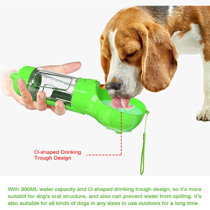 Pink Portable Pet Water Bottle with Waste Bag Dispenser - 300ml Leak-Proof Travel… image 2