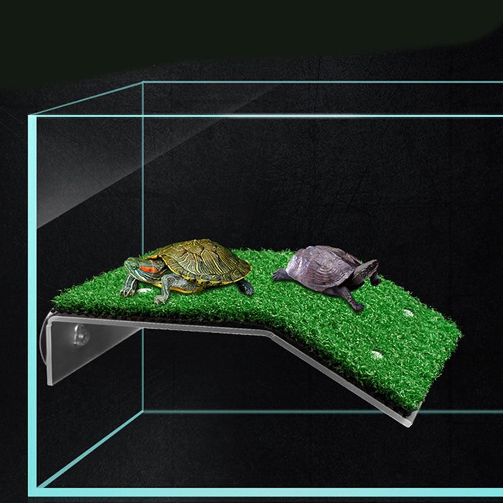 Turtle Basking Platform Simulation Grass Turtle Ramp for Fish Tank Aquarium - S image 3